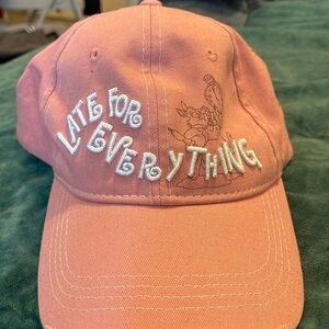White Rabbit Pink Distressed Hat